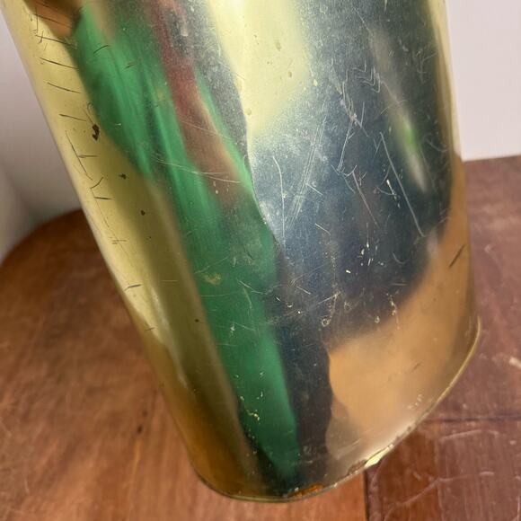 Vintage MCM Harvell Gold Oval Metal Trash Can 13"‎ Embossed Crosses Waste Basket - Picture 10 of 10